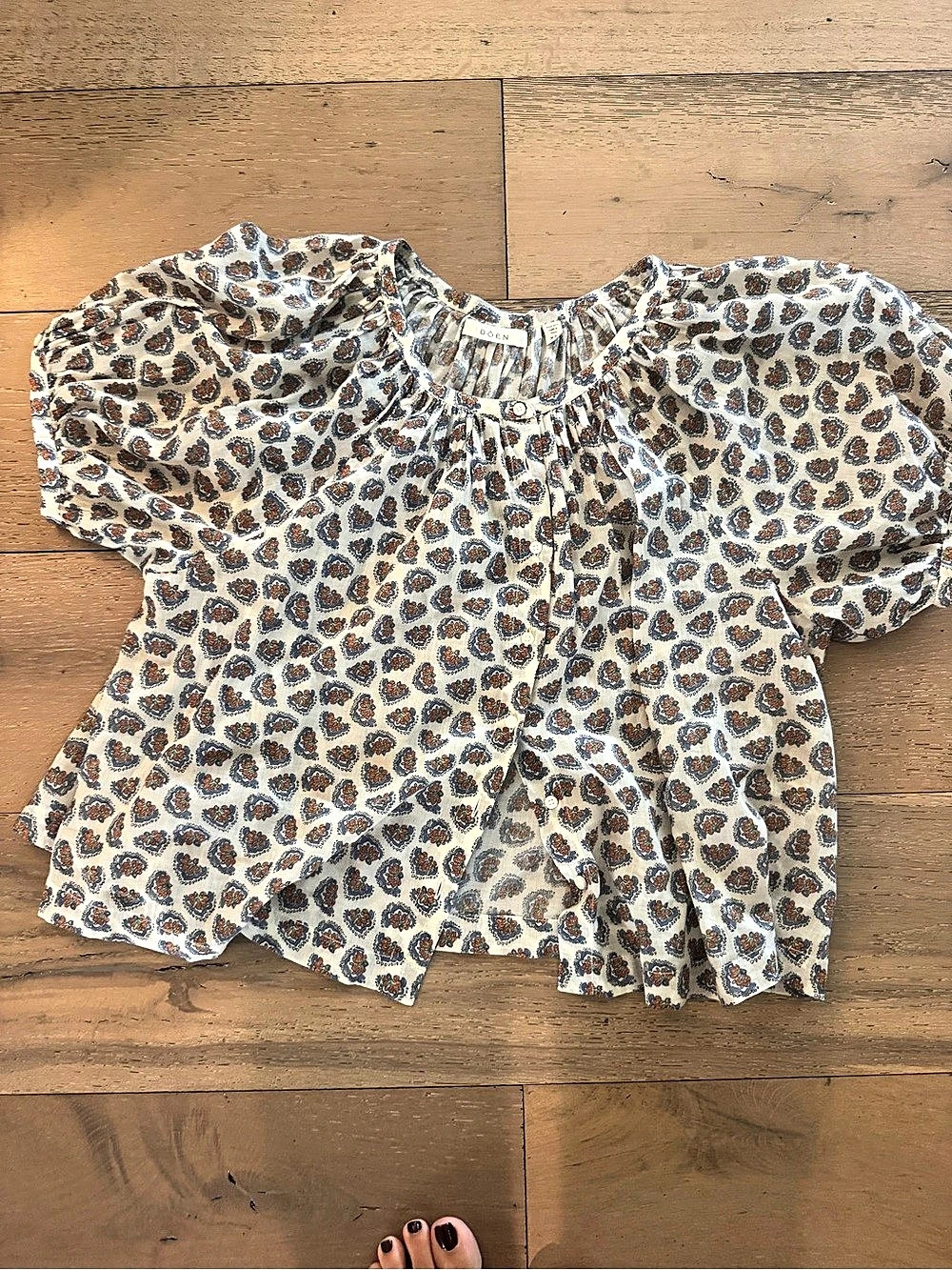 Doen June top in sea salt paisley Size XS
